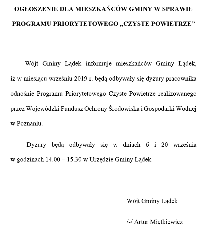 OGŁOSZENIE 29092019